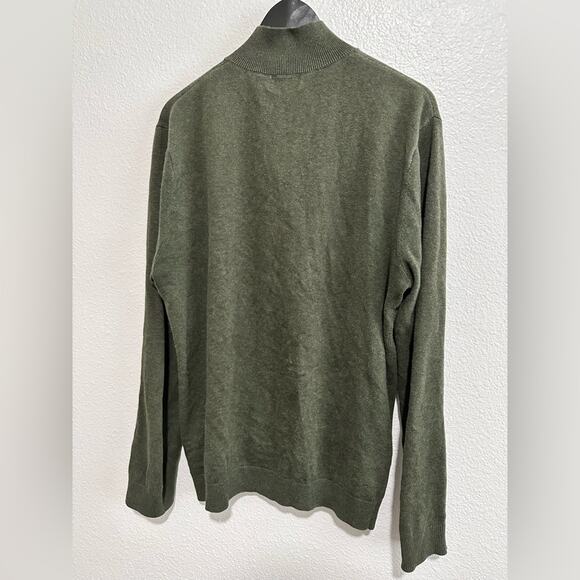 Topman Quarter Zip Funnel Neck Sweater Mens Size XL Green - Picture 2 of 5